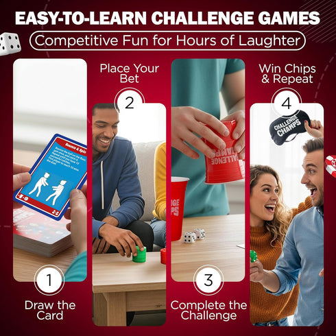 Challenge Champs 200 Set 8+ 10+ Action Party Game Skill Challenges for Team Building, Family Game Night | Complete