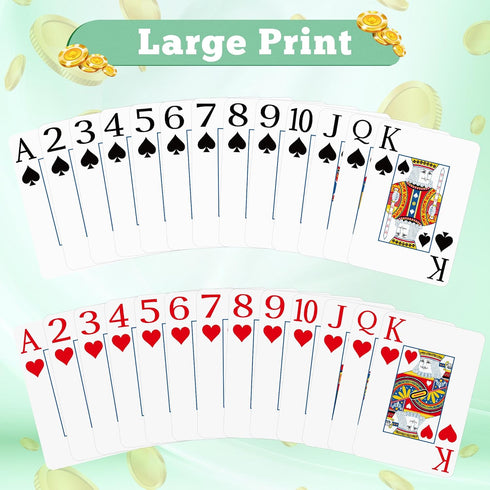 Wkchxd 2 Pack, Playing Cards Deck of Cards, Large Print Playing Cards, Easy to Shuffle, Premium Poker Cards for Card