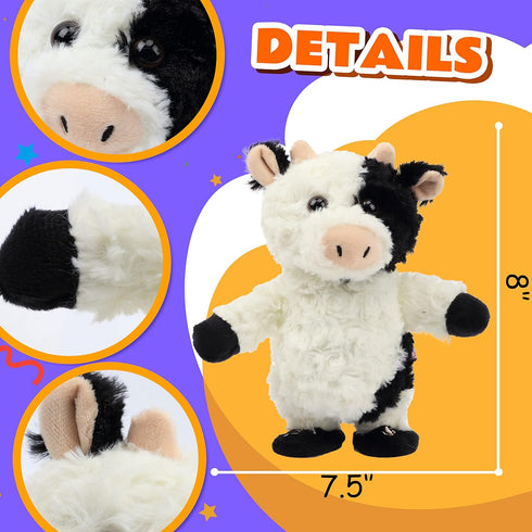 Easfan Walking Cow Stuffed Animal, Talking Singing Barking Electric Interactive Plush Toy for Kids Birthday Gift