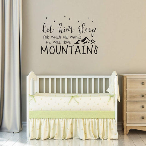 Wall Decal Kids Let Him Sleep for When He Wakes He Will Move Mountains - Nursery Stars Vinyl Wall Stickers (Small,