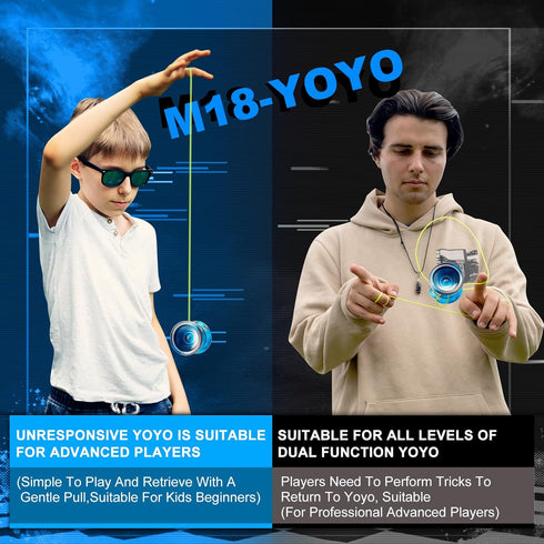 WATIEOBOO Responsive & Unresponsive Yoyo, Kids 8-12 & Adults Pro Metal Trick Yo-yo with Bearing Kit and Case
