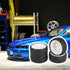 Mxfans White Plastic Smooth Flat Disc Wheel Rims + Striped Pattern Rubber Tires for RC 1:10 Racing Car (Set of 4)