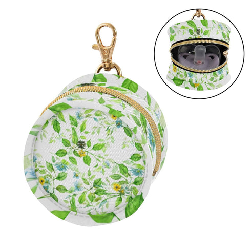PYBUG Leaves Round Pacifier Storage Case, Polyester & TPU Lined with Hook Buckle, Pacifier Container Box for Baby