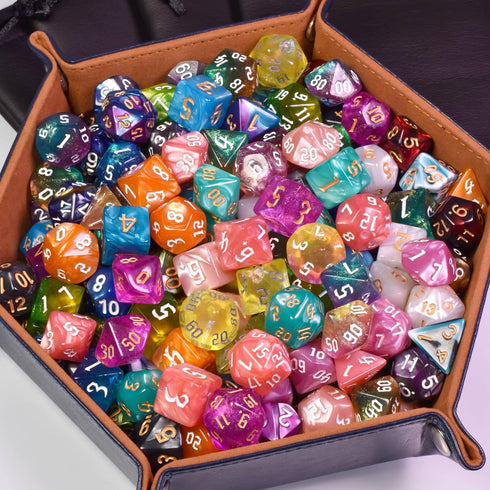 DND Dice Sets - 175Pcs Polyhedral D&D Dice with 4 Leather Bags for Role-Playing Games (25 Sets)