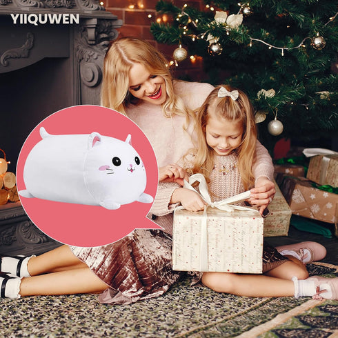 Cute Cat Plush Stuffed Animal with 4 Baby Soft Pillows, Birthday Gift for Kids