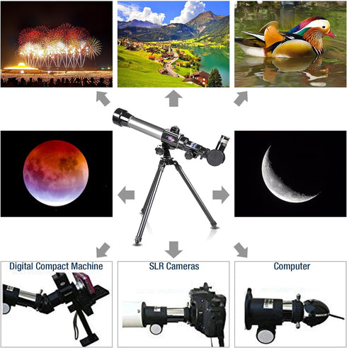 ArtCreativity 3 (20x, 30x, 40x) 3+ Kids Telescope for Beginners with Tripod Stand & Eyepieces | Educational Astronomy