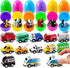 12 JOYIN Pcs Prefilled Easter Eggs with Toys, Plastic Eggs with Alloy Pull Back Cars, Easter Basket Stuffers, Party