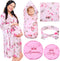 Mepase 5 Pcs Mommy and Me Hospital Matching Outfits Maternity Robe Swaddle