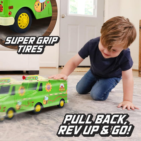 12" 14 3+ Maxx Action Farmer's Market Food Truck, Lights and Sounds, Includes Play Pieces, Miniature Food, Pretend Play