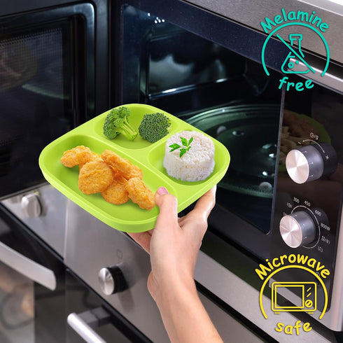 GET FRESH PLA Kids Divided Plates Set, 2-Pack, Melamine-Free Sectioned Plates for Kids and Toddlers