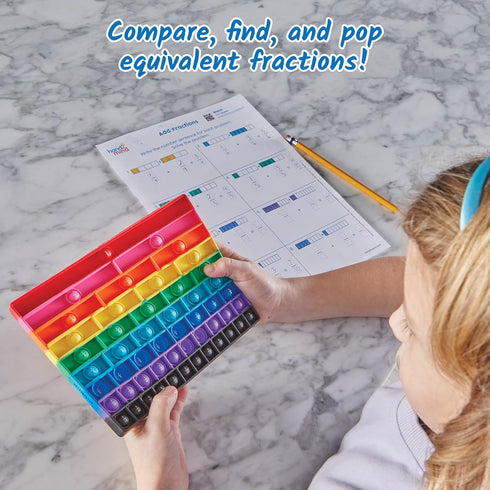 hand2mind Rainbow Fraction Sensory Bubble Popper, Push Pop Fidget Toys for Kids, Fraction Manipulatives, Montessori