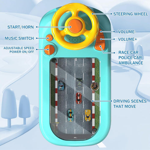 Meuytrg 3+ Car Racing Adventure Toy with Steering Wheel, Racing Adventure Car Steering Wheel Driving Games for Age Year