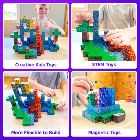 Toyvimo 100PCS 3-5 4-6 5-7 6-8, 3-12 Magnetic Blocks Kids Toys Magnetic Building Blocks Build Mine Magnet World Craft