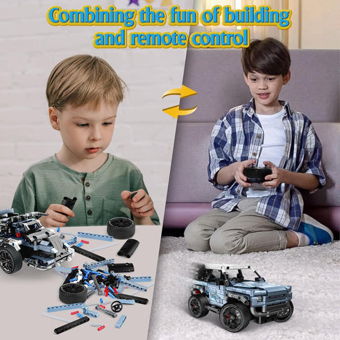 1 4x4 2 1 6+ (503 OWNONE Off Road Pickup Building Kit, in Stem Building Toy with Remote Control, Technique Race Car