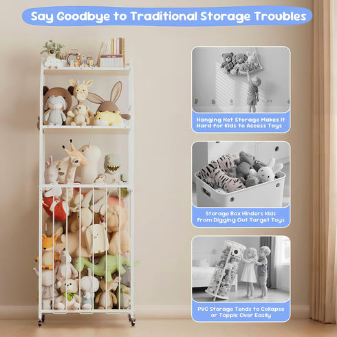 Yoimori 3 Nursery(57.9H) Stuffed Animal Storage Zoo Tier - Large Stuffed Animals Holder Wood and Metal Plush Toy