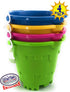 7" Set 4 Pack Matty's Toy Stop Beach Gear Plastic Castle Mold Sand Buckets (Pails) with Easy Pour Spout and Handle