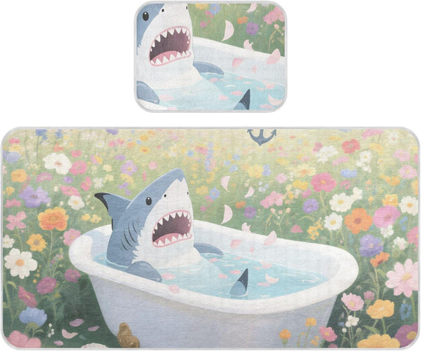 WDdZzyy Shark Bathtub Flower Cooling Baby Crib Mattress Cover 28" x 52" Reusable