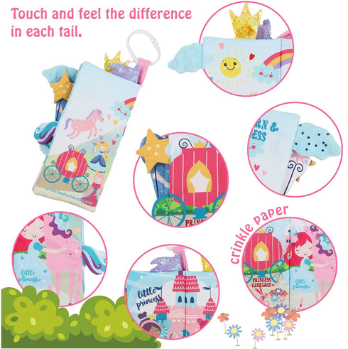 Unicorn Crinkle Touch and Feel Book - Infant Toy with Rattle and Teether