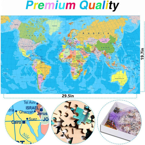 1000 Piece Puzzle for Adults - Unique Map Jigsaw Puzzles, 29.5X19.7 inch
