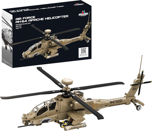Apostrophe Games AH-64 Apache Helicopter Building Block Set 259 Pieces - Air