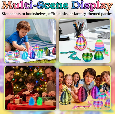 12 Packs 3D Set Printed Dragon Eggs with Articulated Dragon Inside, Fidget Toys for Kids & Adults, Easter Christmas
