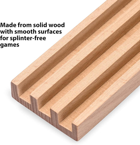 (10-Inch) Set 4 Yellow Mountain Imports Premium Beechwood Domino Racks/Trays - of - Domino Holders for Mexican Train