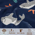 3 Pack 28x52 Inches PHF Soft Shark Crib Sheets Fitted, Comfy Breathable Baby Sheets for Boys, Fits Standard Crib