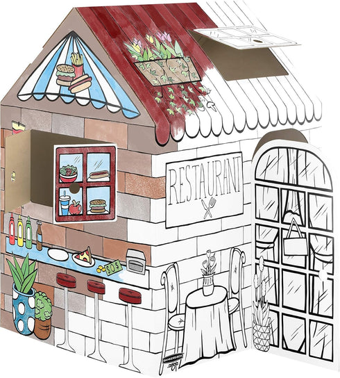 Bankers Box at Play Color in Treats N' Eats Playhouse, Cardboard Playhouse and Life Size Craft Activity for Kids and