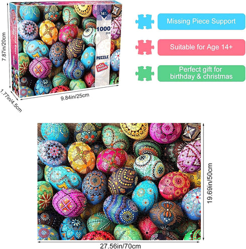 HUADADA Puzzles for Adults 1000 Piece-Easter Egg-1000 Piece Puzzles for Adults and Kids Educational Easter Egg Puzzle (27.56" x 19.67")