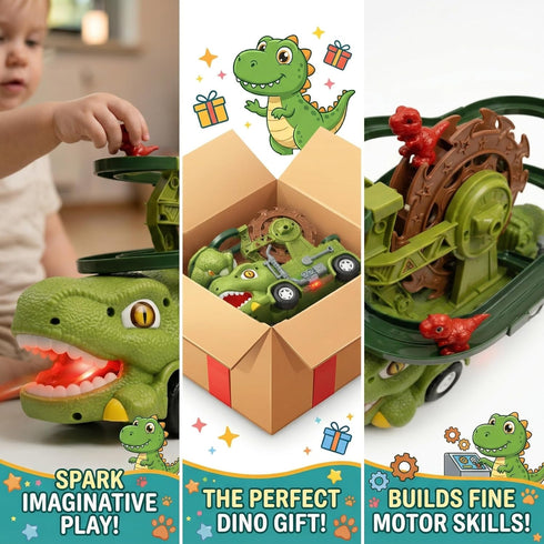 3 4 5 6 7 8, 3-in-1 3 Dinosaur Truck Toy For Kids Ages Dinosaur Truck, Sliding Little Dinos On Tracks , & Glow in Dark