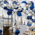 124pcs Blue Silver White Balloons Garland Arch Kit, 5/10/12/18 Inch Set for Birthday Wedding Graduation Party Decor