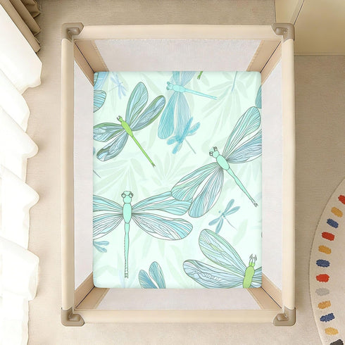 Dragonflies489 Blueangle Fitted Crib Sheet Standard Baby Crib Toddler Mattress - Cotton Soft Breathable Crib Sheets