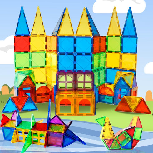 MAGBLOCK Magnet Toys, Kids Magnetic Building Tiles 100 Pcs, 3D Magnetic Blocks, Educational Toys for Toddlers Boys and