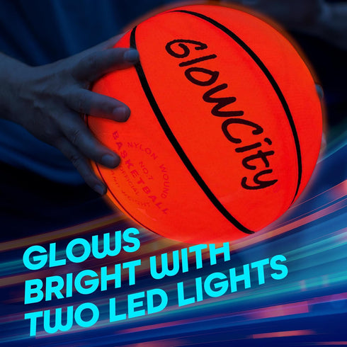 GlowCity Glow in The Dark Basketball for Teen Boys - Light Up LED Toy for Night Ball Games, Great Gift for Kids