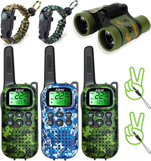 Walkie Talkies for Kids, Long Range 2 Way Radio for Outdoor Game, Gifts for Ages 5+ (Green Blue)