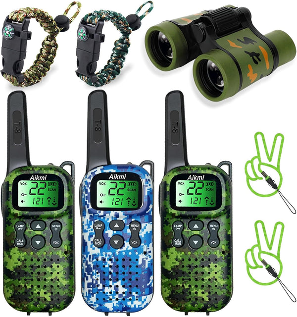 Walkie Talkies for Kids, Long Range 2 Way Radio for Outdoor Game, Gifts for Ages 5+ (Green Blue)