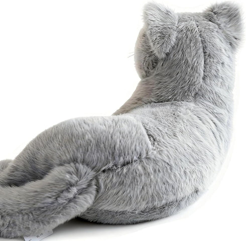TUKVESZE 12 inch Gray Cat Plush Soft Plush Cat Toy, Realistic Black Cat Stuffed Animal Gifts for Boys and Girls (Gray)