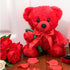 Plush Stuffed Animal Bear with Rose, Cute Plush Christmas Valentine's Day Gift for Kids and Girlfriend (11.8 Inches,