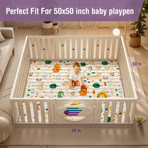 YJORIX 50" 50" Baby Play Mat for Floor, Thick Soft X Baby Floor Play Mat, Machine Washable and Non-Slip Baby Play Mats