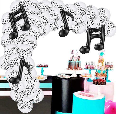 30 Pcs Music Notes Balloons, 12 Inches Latex Balloons for Musical Theme Birthday Party Decorations