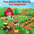 59 Playset, Bloolilies Sensory Bin, Pcs Farm Sensory Sand Box Kits with Sandbox & Farm Animals & Tractor Play Sand Art