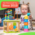 TOYVENTIVE Wooden Activity Cube, Montessori Toys, Educational Sensory Toy for 1-2 Year Old Baby, Toddler, Kid