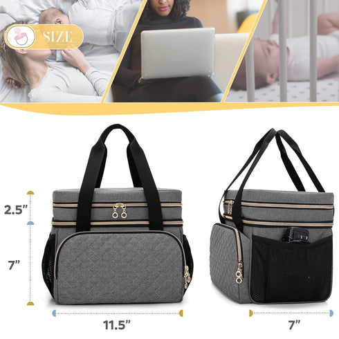 S1 S2, Luxja Double Layer Breast Pump Bag Compatible with Spectra and Pump Bag for Breast Pump and Extra Parts