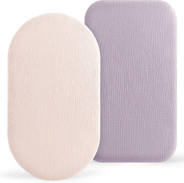 Bearmoss 2-Pack Organic Baby Bassinet Sheets for Girls, Boys-100% Cotton Bassinet Mattress