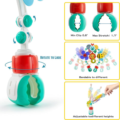 Adjustable Arch Bassinet Toys for Infants & Toddlers, Stroller Arch with Fascinating Toys for Motor Skills