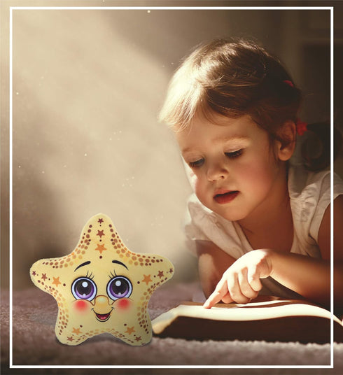 DolliBu Yellow Starfish Stuffed Animal, 5.5 Inch Plush Toy, Huggable Cuddle Gift for Kids and Toddlers.