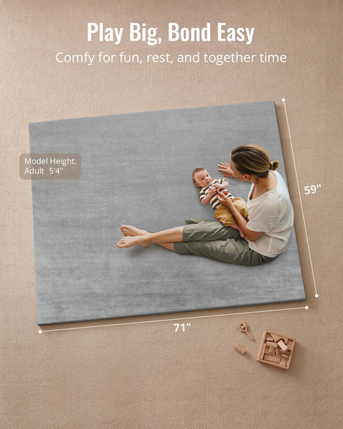 1.3" 71x59 Blissful Diary Thick Baby Play Mat, Playpen Mat with Removable & Washable Cover, Extra Large Crawling Rug