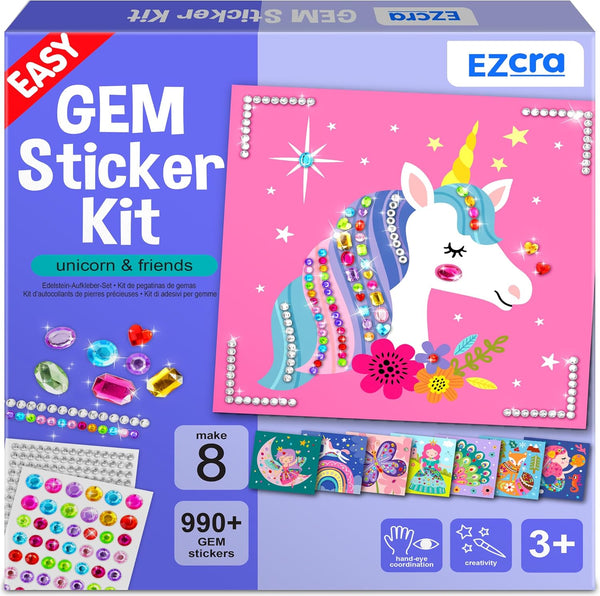 EZCRA Easy Arts and Crafts for Kids - Fun Gem Sticker Kit