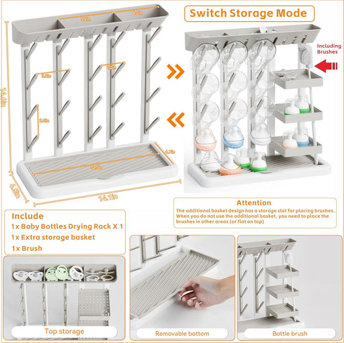 Yieach 20 Countertop,Vertical Larger Baby Bottles Drying Rack for Bottles,Space Saving Feeding Drying Rack for Baby