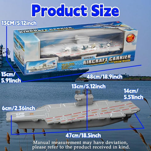 18.5 Inch 6 OTONOPI Aircraft Carrier Battleship Army Toys with Warships Fighter Jets Warplanes Helicopter, Military